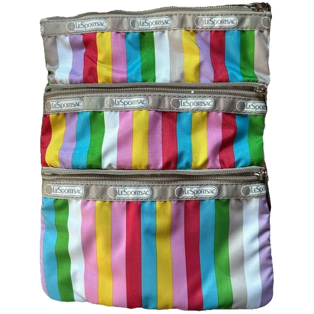 Lesportsac Vintage Madison Rainbow Small Crossbody Shoulder Bag 3 Zipper